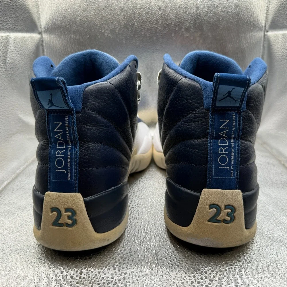 Size 11 Air‎ Jordan 12 Retro Obsidian Navy White Mens Sneaker Shoes 130690-410
